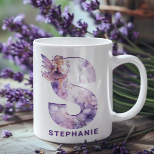 Personlig Lilac Fairy Monogram S Kaffemugg