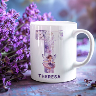 Personlig Lilac Fairy Monogram T Kaffemugg