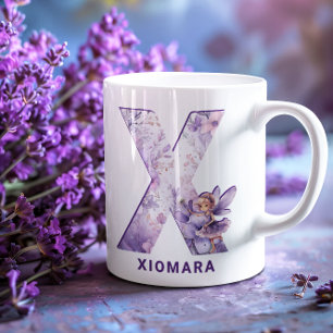 Personlig Lilac Fairy Monogram X Kaffemugg