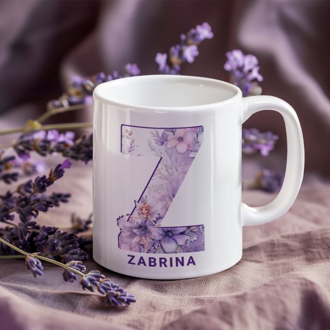 Personlig Lilac Fairy Monogram Z Kaffemugg (Personalized Lilac Fairy Monogram Z Coffee Mug)