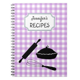 Personlig Lilac Gingham Play Mönster Recipe Anteckningsbok