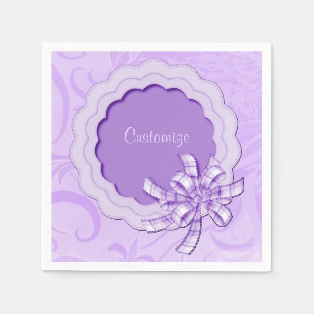 Personlig Lilac Scalloped Ram Napkins Pappersservett (Framsidan)