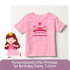 Personlig lilla prinsessa 1-års födelsedag Rosa T Shirt