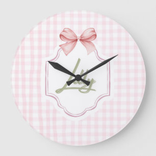 Personlig Lilly Flicka Nursery Bow&Gingham Stor Klocka