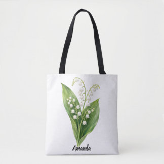 Personlig Lily of the Valley-handväska | Maj födel Tygkasse