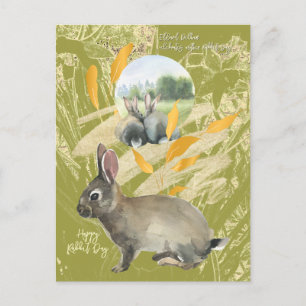 Personlig Lime Collage Watercolor Rabbit Vykort