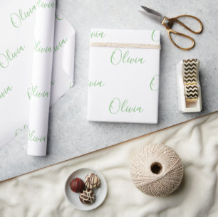 Personlig Lime Green Elegant Namn Presentpapper