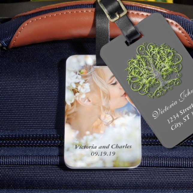 Personlig Lime Swirl Träd Roots från Kärlek Bröllo Bagagebricka (Skapare uppladdad)