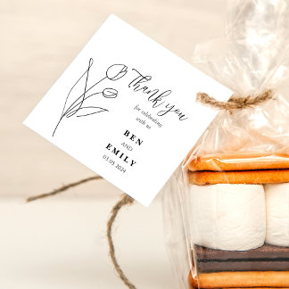 Personlig linans teckning-blommans minimalist gåvor etiketter