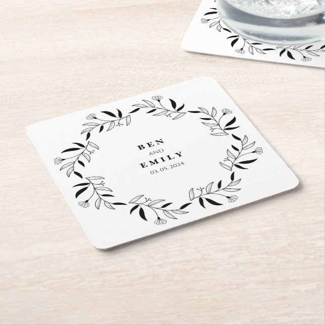 Personlig linans teckning-blommans minimalist underlägg papper kvadrat (Vinklad)