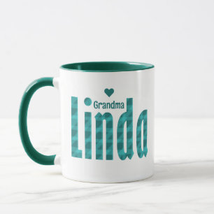 Personlig "Linda" Namn Teal Sea Grönt Play Art Mugg