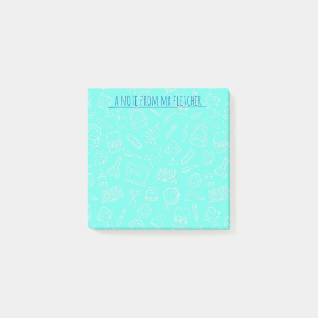 Personlig Line Teckning skolförråd Mönster Post-it Block (Framsida)