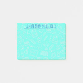 Personlig Line Teckning skolförråd Mönster Post-it Block