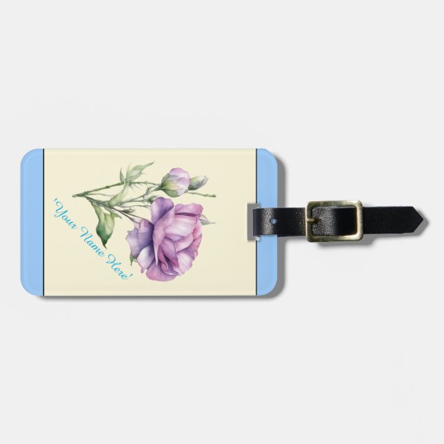 Personlig Lisianthus Blue Luggage Tag Bagagebricka (Horisontell Framsida)