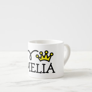 Personlig liten barn mugg med prinsessa krona espressomugg