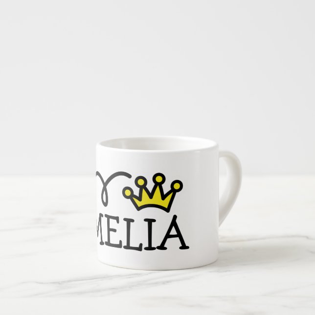 Personlig liten barn mugg med prinsessa krona espressomugg (Framsida höger)