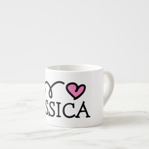 Personlig liten barn mugg med söt rosa hjärta espressomugg