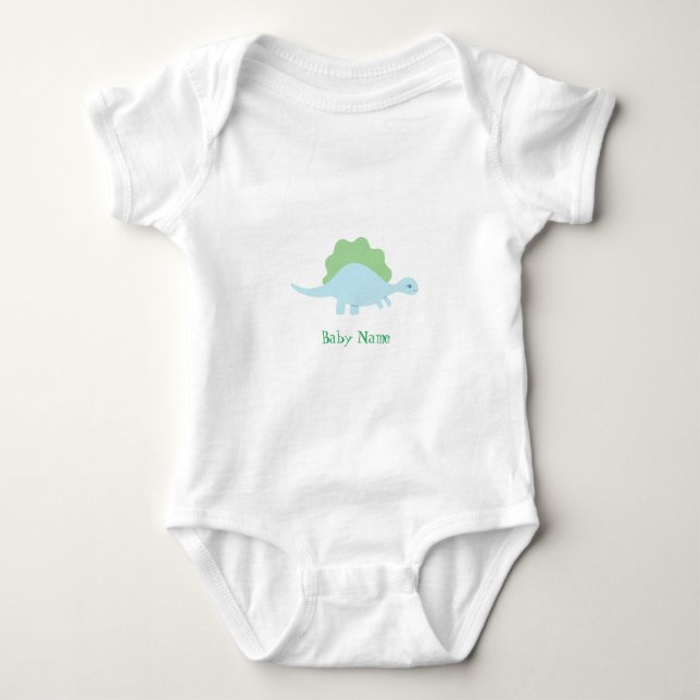 Personlig, liten dinosaurie baby bodysuit t shirt (Framsida)
