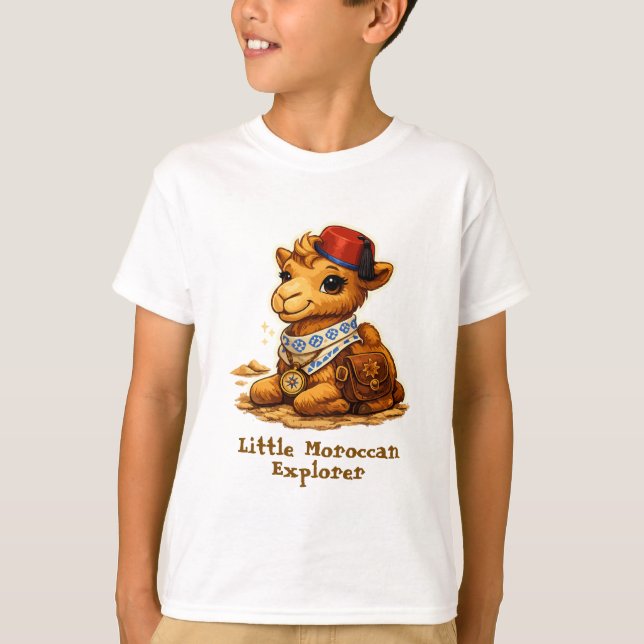 Personlig liten marockansk kamel för upptäckare –  t shirt (Framsida)