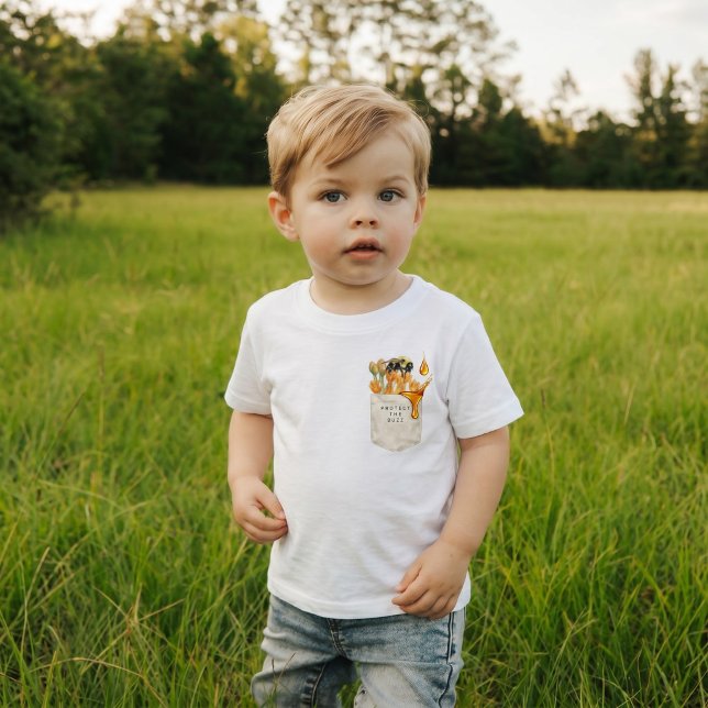 Personlig liten pollinatör Falsk fickbi T Shirt (Personalized Little Pollinators Faux Pocket Bee Toddler T-shirt)