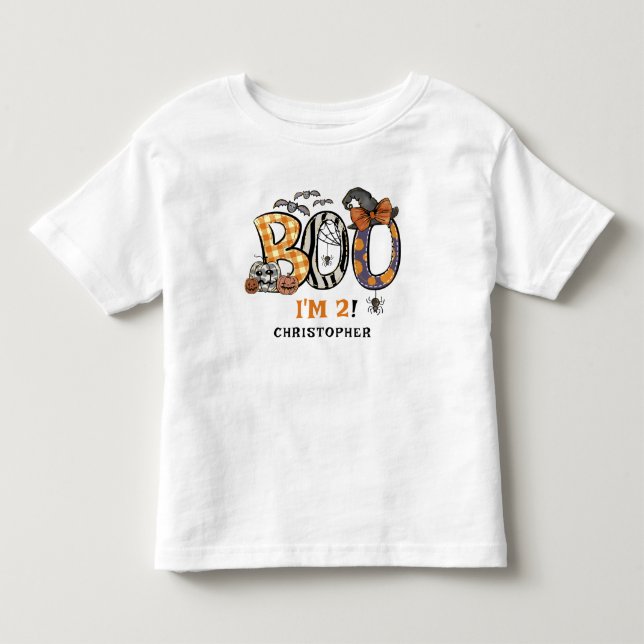 Personlig Little Boo Halloween 2:a födelsedagen T Shirt (Framsida)