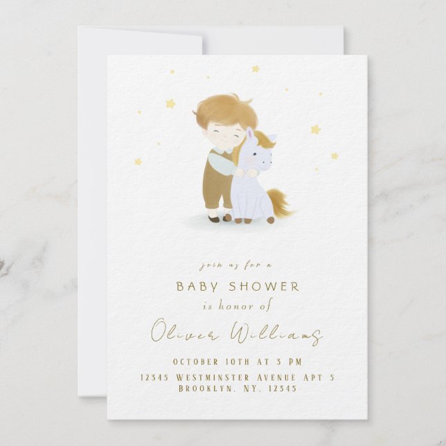 Personlig Little Boy a Pony Baby Shower Inbjudningar (Framsida)