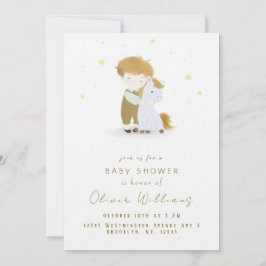 Personlig Little Boy a Pony Baby Shower Inbjudningar