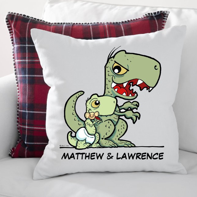 Personlig Little Brother T-Rex Dinosaur Namn Kudde (Personalized Little Brother T-Rex Dinosaur Name Throw Pillow)