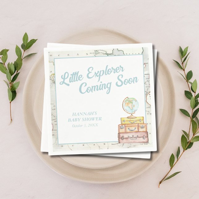 Personlig Little Explorer Baby Shower Napkins Pappersservett (Personalized Little Explorer Baby Shower Napkins)