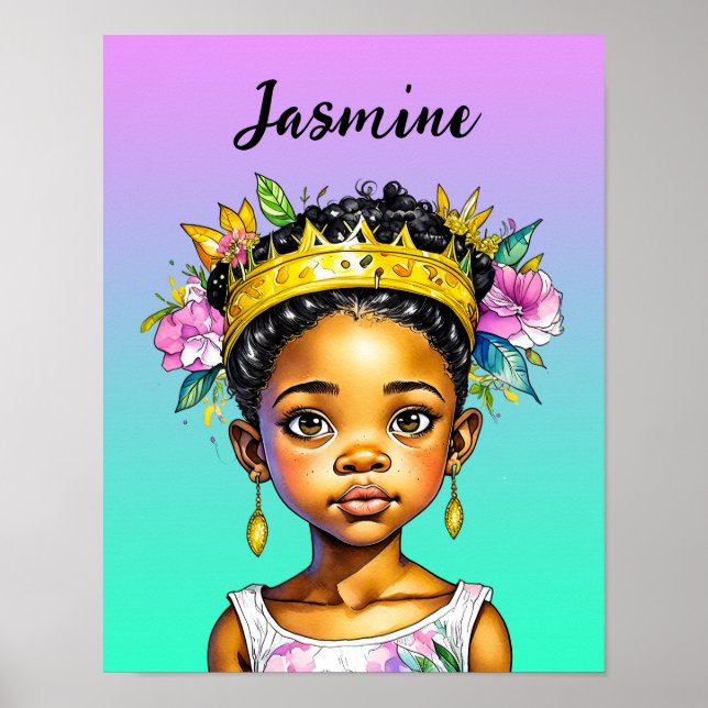 Personlig Little Girl Princess of Färg Poster (Framsidan)