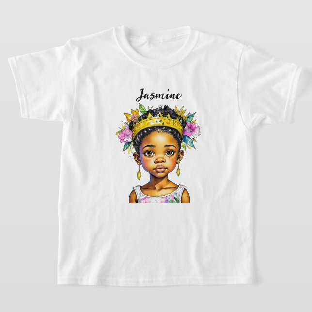 Personlig Little Girl Princess of Färg T Shirt (Laydown)