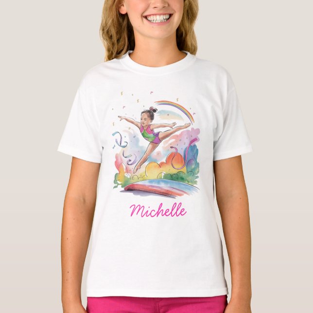 Personlig Little Gymnast Girl,I Kärlek Gymnastics T Shirt (Framsida)