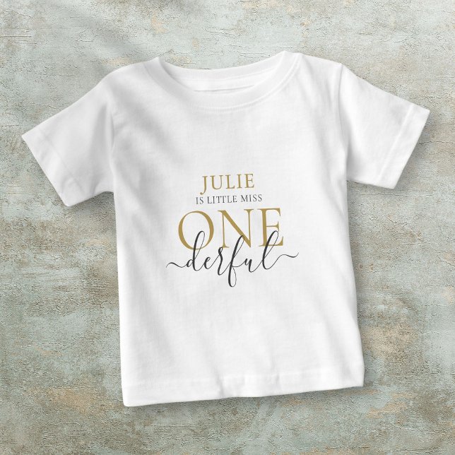 Personlig Little Miss ONEderful  barnt-shirt T Shirt (Personalized Little Miss ONEderful Baby T-Shirt)