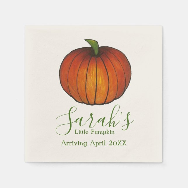 Personlig Little Orange Pumpkin Baby Shower Pappersservett (Framsidan)