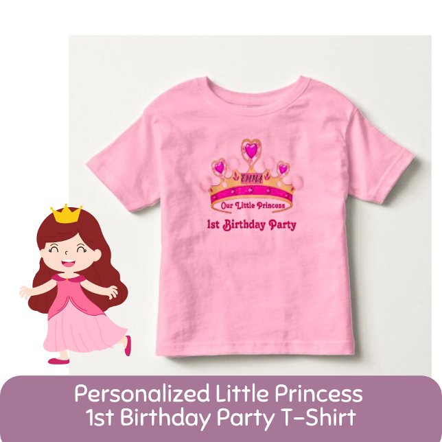 Personlig Little Princess 1st Birthday Rosa T Shirt (Skapare uppladdad)