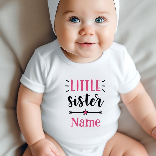 Personlig Little Sister T Shirt (Personalized Little Sister Baby Bodysuits - Custom Name Designs for New Siblings!)