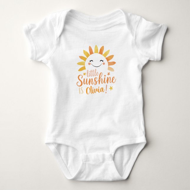 Personlig "Little Sunshine" Baby Bodykostym T Shirt (Framsida)