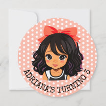 Personlig Little Tecknad Girl Coral Birthday