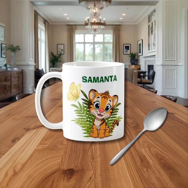 Personlig Little Tiger & Butterfly Classic Mugg (Skapare uppladdad)