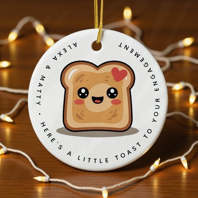Personlig Little Toast to Your Förlovning Gift Julgransprydnad Keramik (Skapare uppladdad)