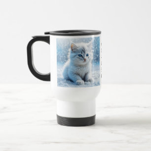 Personlig Little White Kitten i Snö Resemugg