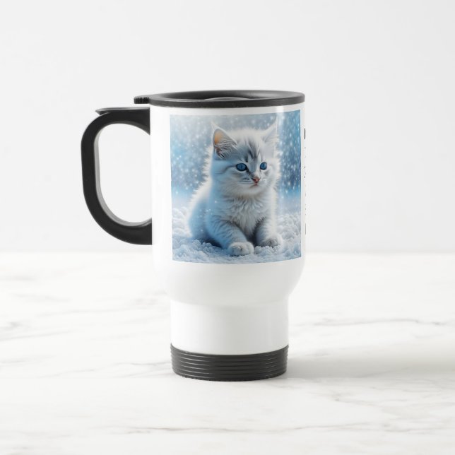 Personlig Little White Kitten i Snö Resemugg (Vänster)