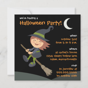 Personlig Little Witch Halloween fest Inbjudningsk Inbjudningar