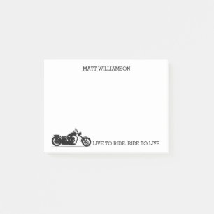 Personlig Live to Ride, Ride to Live Motorcle Post-it Block