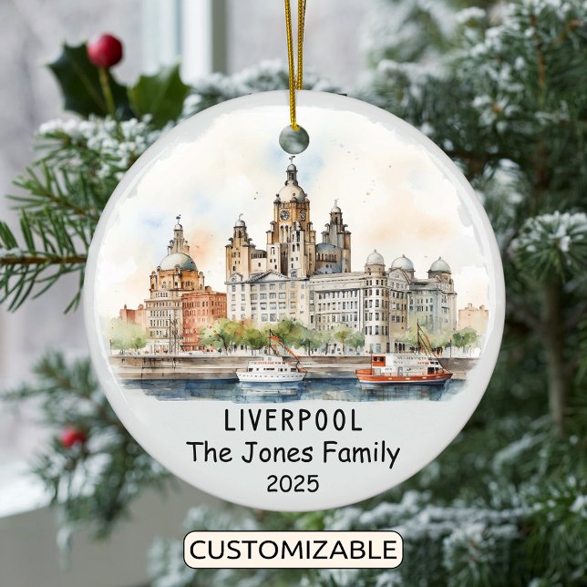 Personlig Liverpool Ornament, England Julgransprydnad Keramik (Skapare uppladdad)