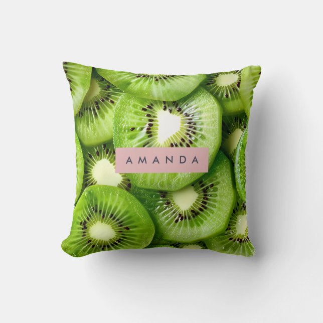 Personlig livfull kiwifrukt design kudde (Framsida)