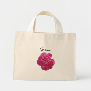 Personlig livlig rosa peonblomma mini tygkasse