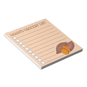 Personlig Livsmedel List Sweet Potato Yam Anteckningsblock