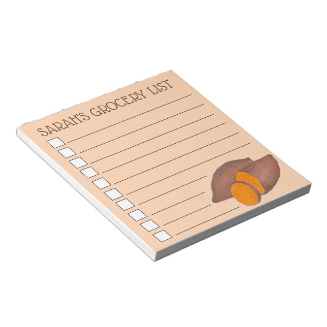 Personlig Livsmedel List Sweet Potato Yam Anteckningsblock (Vinklad)