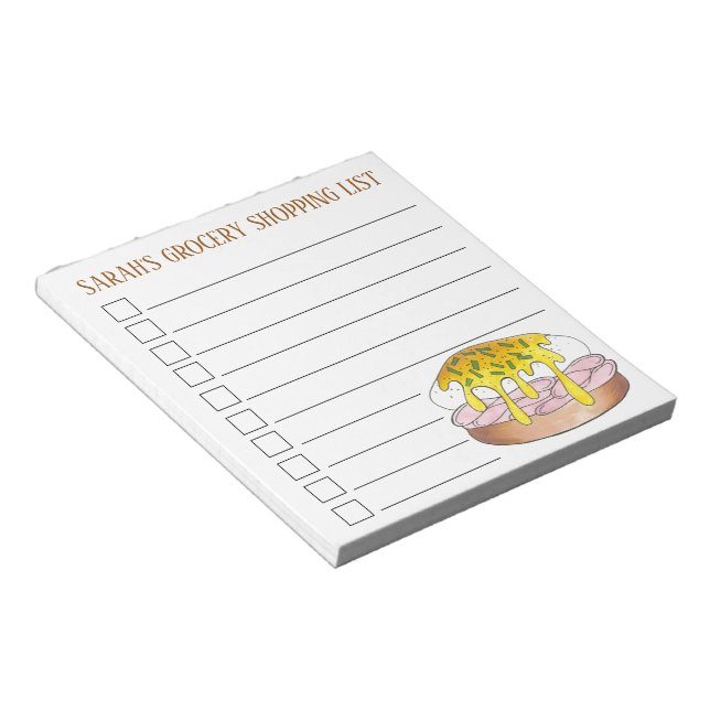 Personlig Livsmedel Shopping List Eggs Benedict Anteckningsblock (Vinklad)